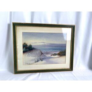 Chloe Lesley Starks (1866-1952) Watercolor Stanford Sand Dunes, Beach, Ocean